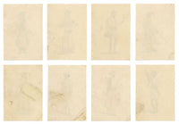 Indian Company School, Set of 8 Servant Figures – 19th-century watercolour painting