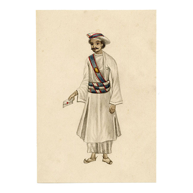 Indian Company School, Set of 8 Servant Figures – 19th-century watercolour painting