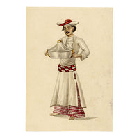 Indian Company School, Set of 8 Servant Figures – 19th-century watercolour painting