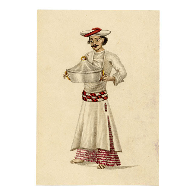 Indian Company School, Set of 8 Servant Figures – 19th-century watercolour painting