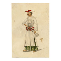 Indian Company School, Set of 8 Servant Figures – 19th-century watercolour painting