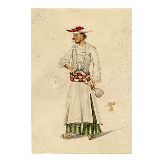 Indian Company School, Set of 8 Servant Figures – 19th-century watercolour painting