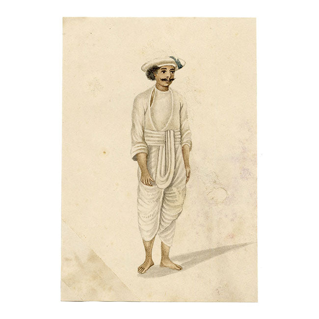 Indian Company School, Set of 8 Servant Figures – 19th-century watercolour painting