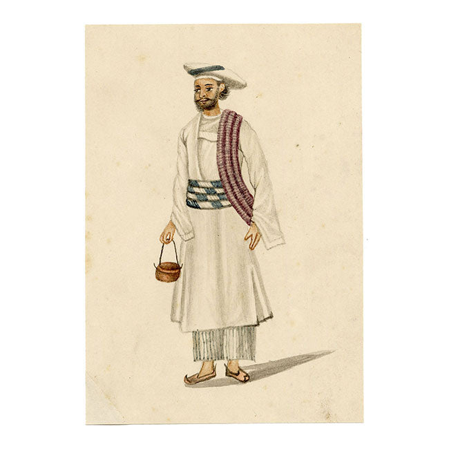Indian Company School, Set of 8 Servant Figures – 19th-century watercolour painting