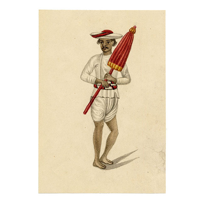 Indian Company School, Set of 8 Servant Figures – 19th-century watercolour painting