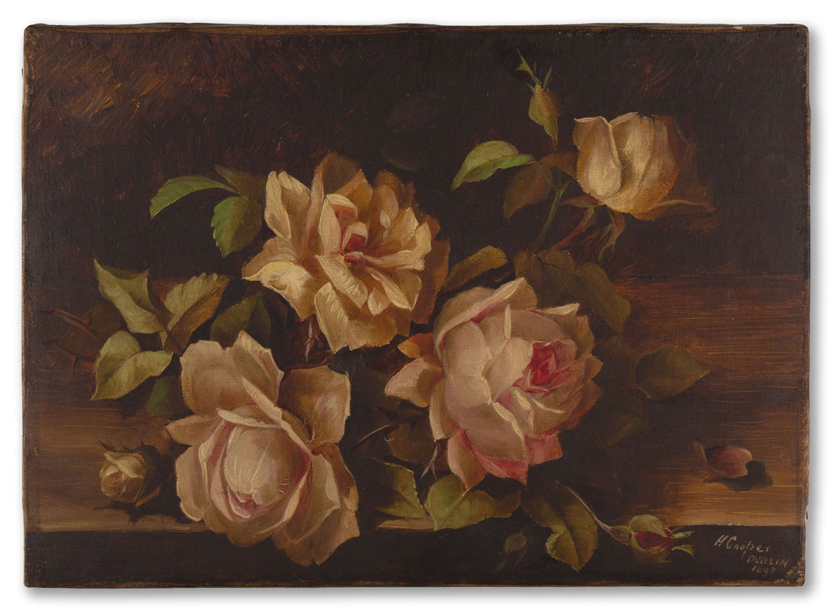 Herbert Cooper, Roses Still Life – 1898 oil painting, Dublin