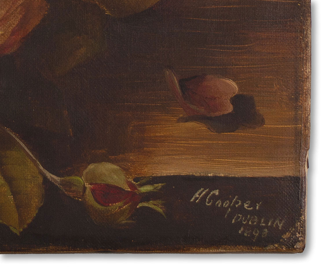 Herbert Cooper, Roses Still Life – 1898 oil painting, Dublin