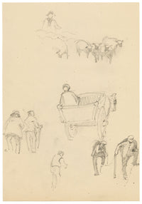 Isabel Lewis, Carpenter with his Tools – c.1900s graphite drawing