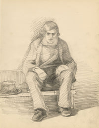Isabel Lewis, Seated Man Study – c.1900s graphite drawing