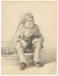 Isabel Lewis, Seated Man Study – c.1900s graphite drawing