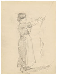 Isabel Lewis, Portrait of a Man with Walking Stick – c.1900s graphite drawing