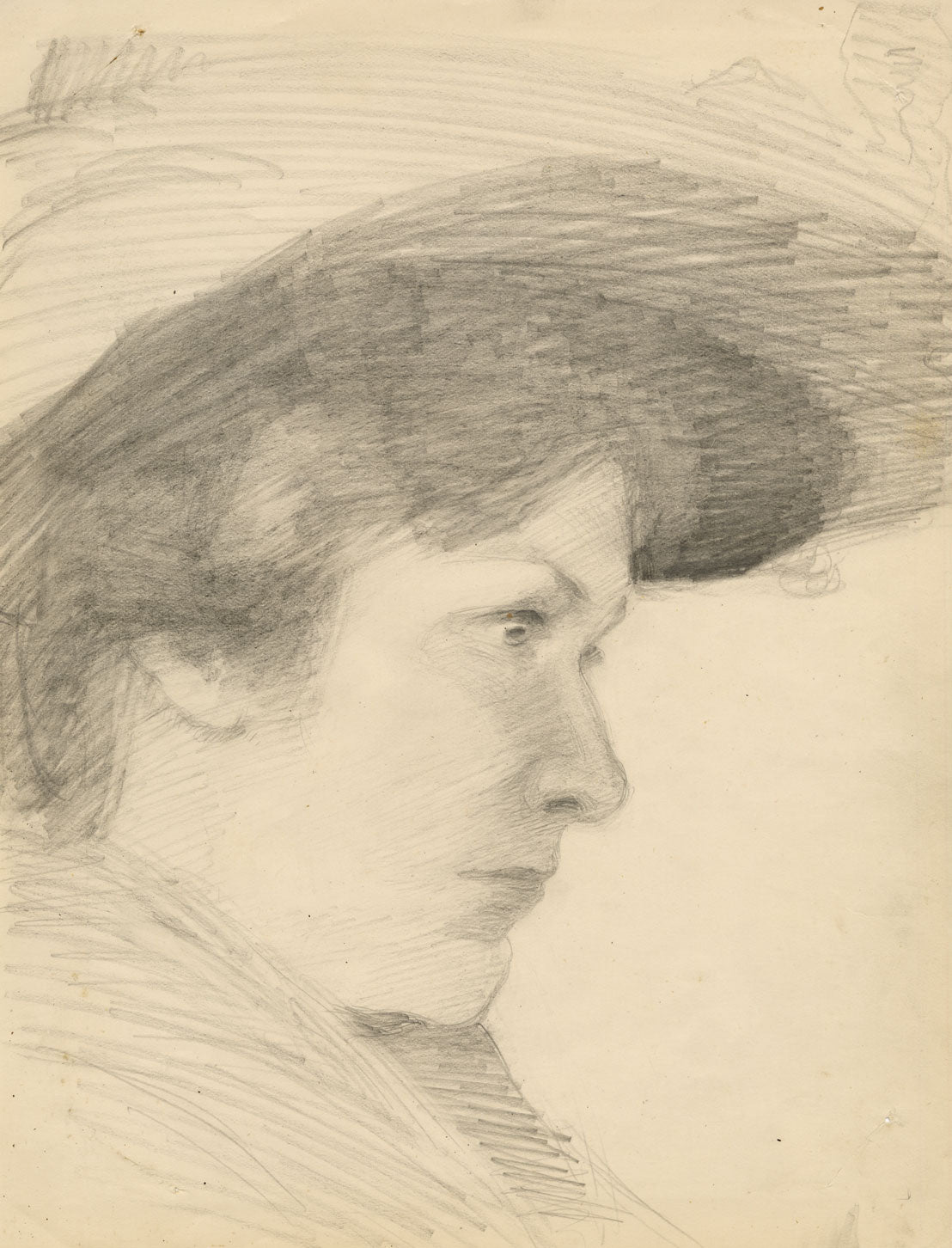 Isabel Lewis, Edwardian Portrait of a Woman – c.1900s graphite drawing