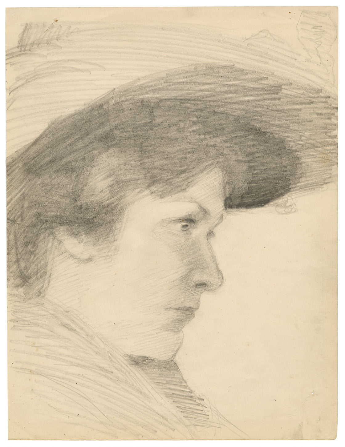 Isabel Lewis, Edwardian Portrait of a Woman – c.1900s graphite drawing
