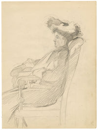 Isabel Lewis, Edwardian Washerwoman at Work – c.1900s graphite drawing