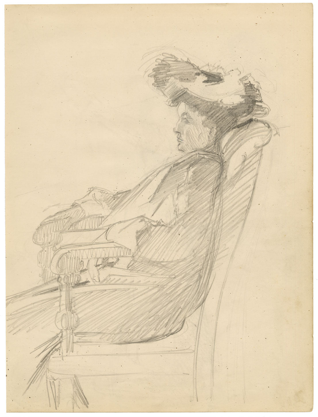 Isabel Lewis, Edwardian Washerwoman at Work – c.1900s graphite drawing