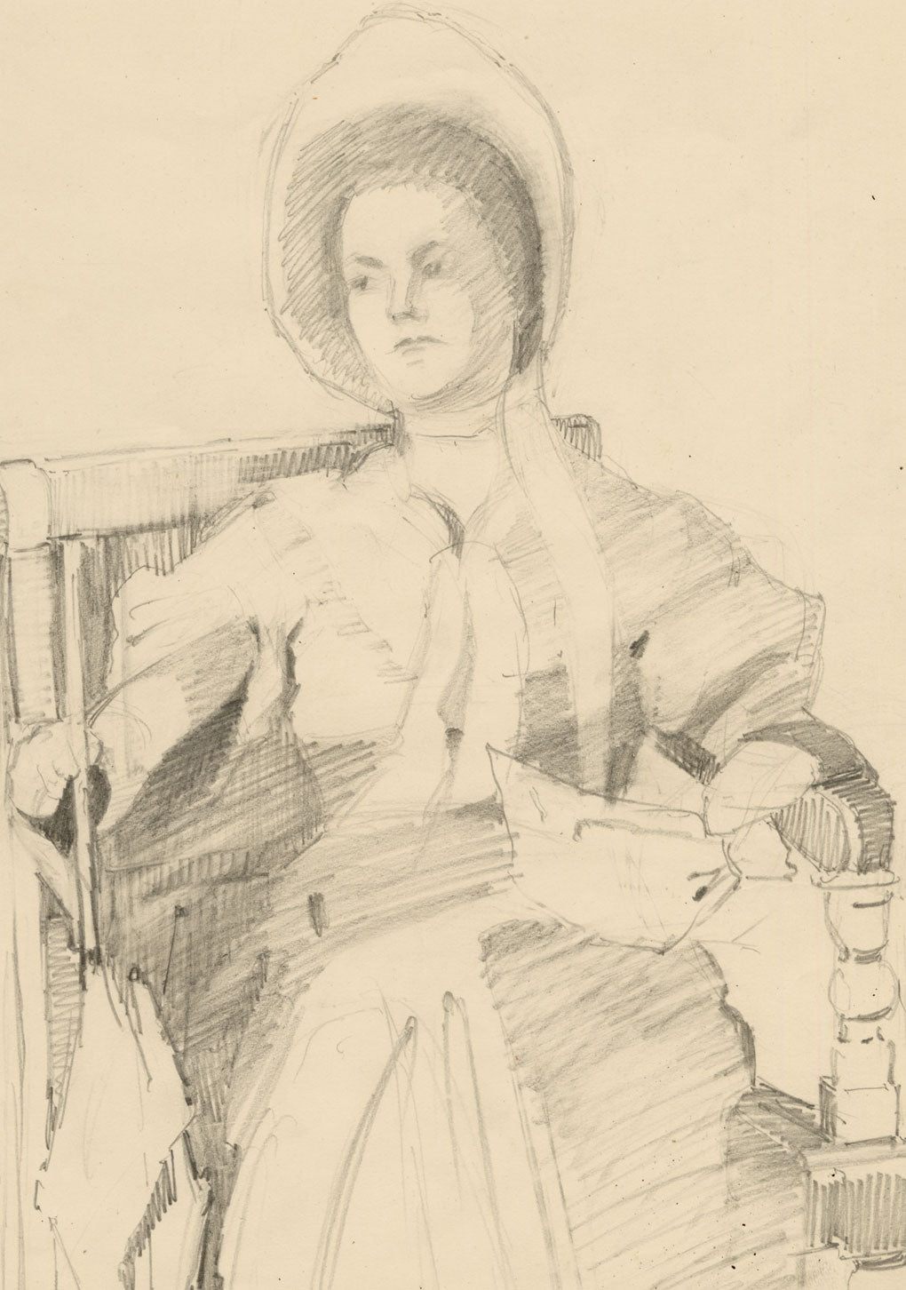 Isabel Lewis, Seated Woman Study – c.1900s graphite drawing
