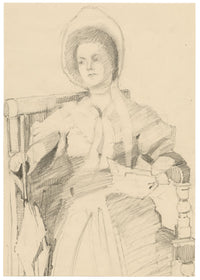 Isabel Lewis, Seated Woman Study – c.1900s graphite drawing