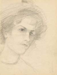 Isabel Lewis, Edwardian Portrait of a Young Woman – c.1900s graphite drawing