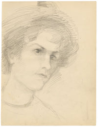 Isabel Lewis, Edwardian Portrait of a Young Woman – c.1900s graphite drawing