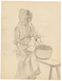 Isabel Lewis, Edwardian Portrait of a Young Woman – c.1900s graphite drawing