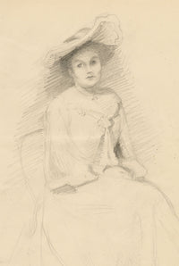 Isabel Lewis, Edwardian Seated Lady – c.1900s graphite drawing