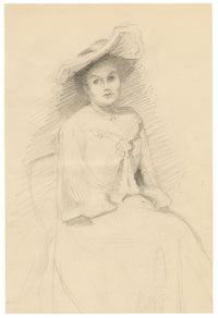 Isabel Lewis, Edwardian Seated Lady – c.1900s graphite drawing