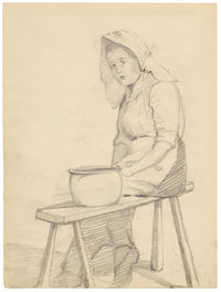 Isabel Lewis, Windmill in a Landscape – c.1900s graphite drawing