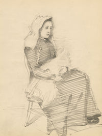 Isabel Lewis, Edwardian Nurse with Baby – c.1900s graphite drawing