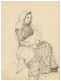 Isabel Lewis, Edwardian Nurse with Baby – c.1900s graphite drawing