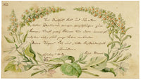 German School, Flower Wreath of Virtue & Humility with Sütterlin Script – 1809 watercolour painting
