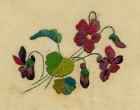 German School, Hand-Embroidery on Silk, Violet Flowers – c.1810