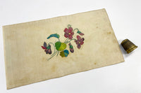 German School, Hand-Embroidery on Silk, Violet Flowers – c.1810