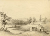 John Maule, Wootton Millpond from Lord Bolton's Fernhill, Isle of Wight – 1797 graphite drawing