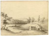 John Maule, Wootton Millpond from Lord Bolton's Fernhill, Isle of Wight – 1797 graphite drawing