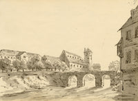 John Maule, Marstallbrücke, Hanover, Germany – 1797 drawing in ink & wash