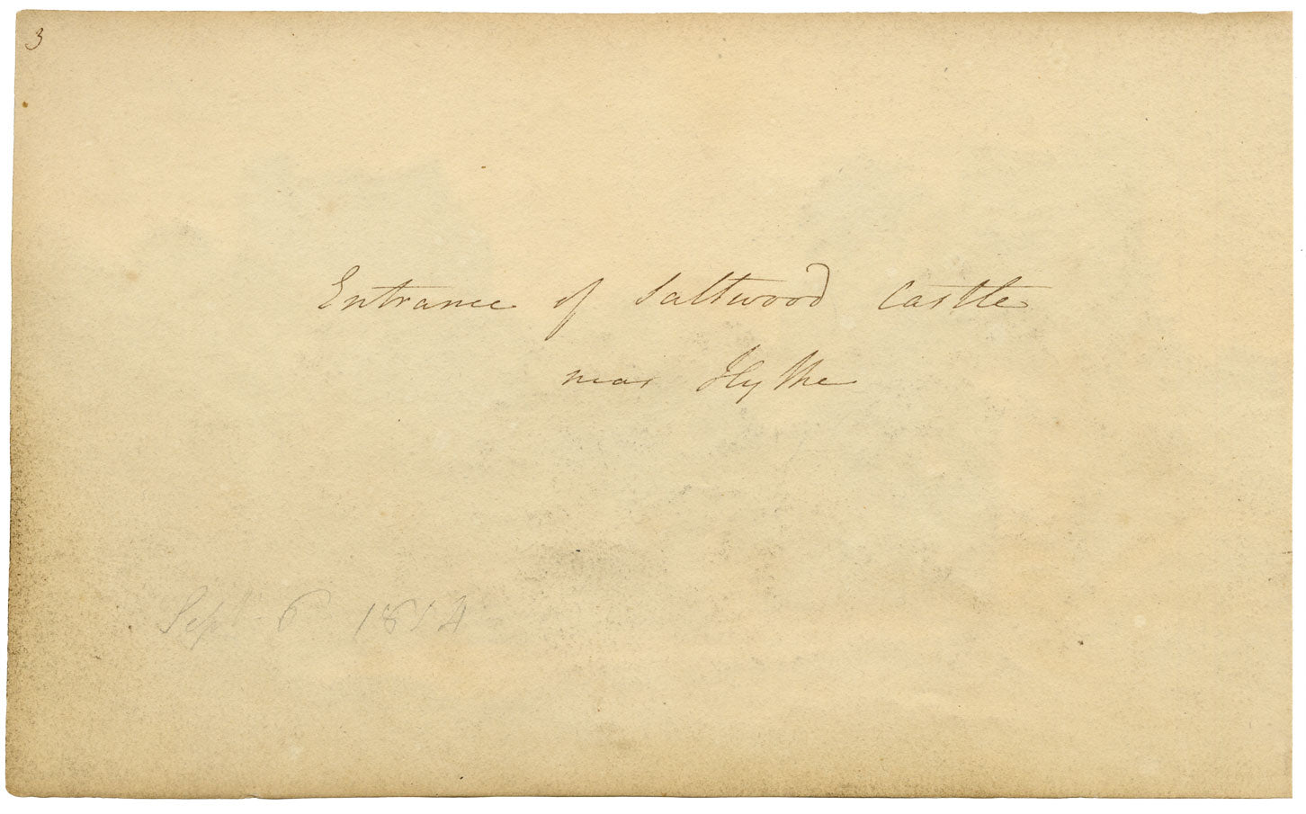 John Maule, Saltwood Castle Entrance, near Hythe, Kent – 1814 drawing in brown wash