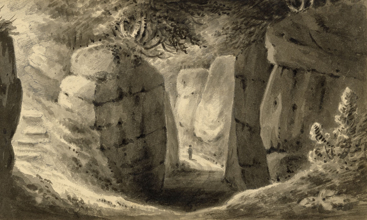 John Maule, At the High Rocks, Tunbridge Wells, Kent – 1814 drawing in grey wash