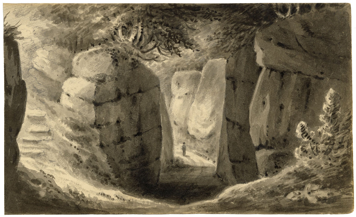 John Maule, At the High Rocks, Tunbridge Wells, Kent – 1814 drawing in grey wash