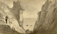 John Maule, King's Gate Ruin at Kingsgate, Thanet, Kent – 1814 drawing in grey wash