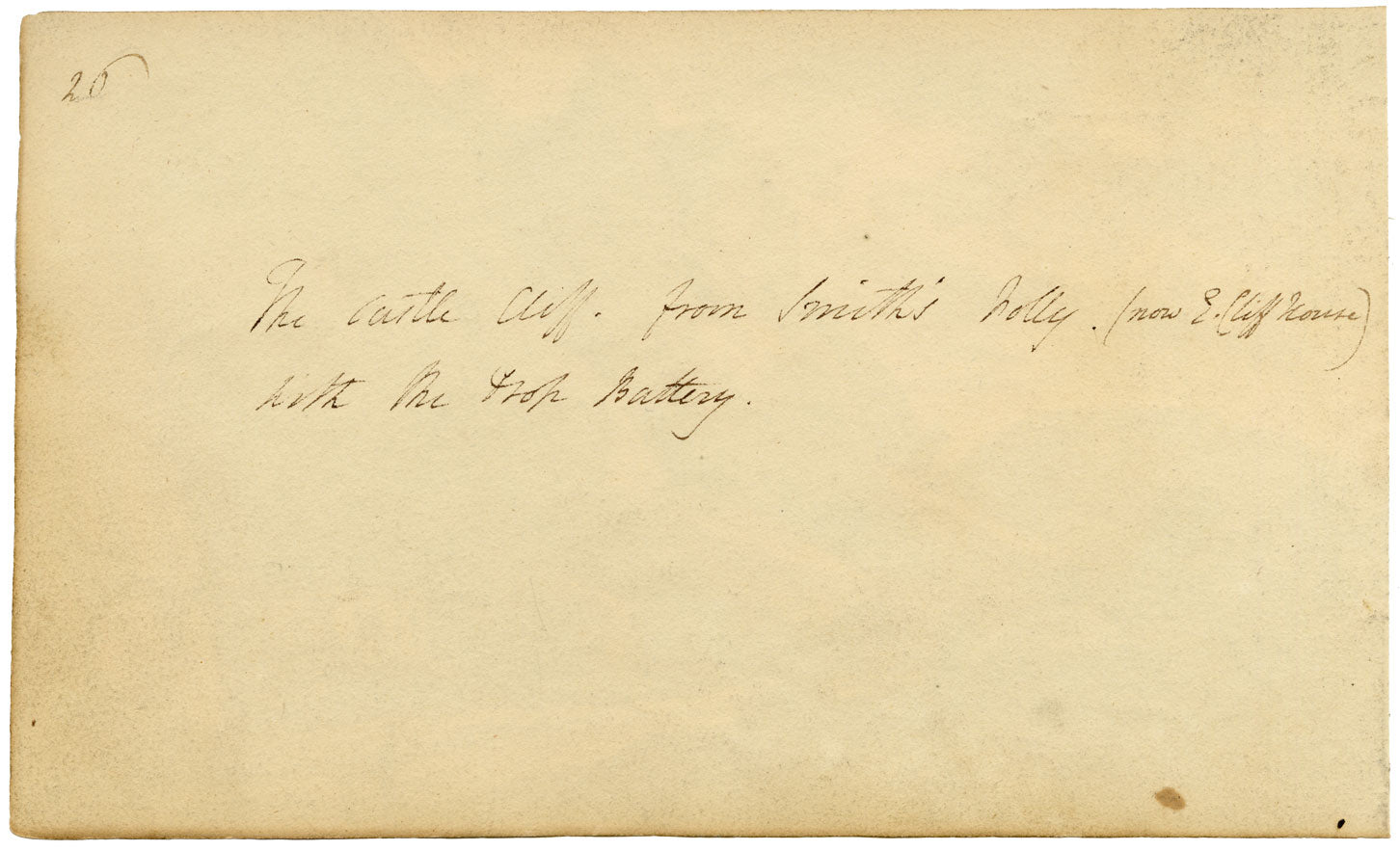 John Maule, Castle Cliff from Smith's Folly with Drop Battery, Dover, Kent – 1814 drawing in ink & wash