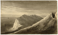 John Maule, Shakespeare Cliff from Western Heights, Dover, Kent – 1814 drawing in grey wash