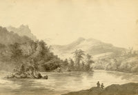 John Maule, View on the River Brathay, Lake District – 1792 drawing in ink & wash