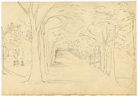 John Maule, Avenue in Greenwich Park with Royal Observatory, London – 1792 ink drawing
