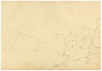 John Maule, Shakespeare Cliff from the Beach, Dover, Kent – 1792 ink drawing