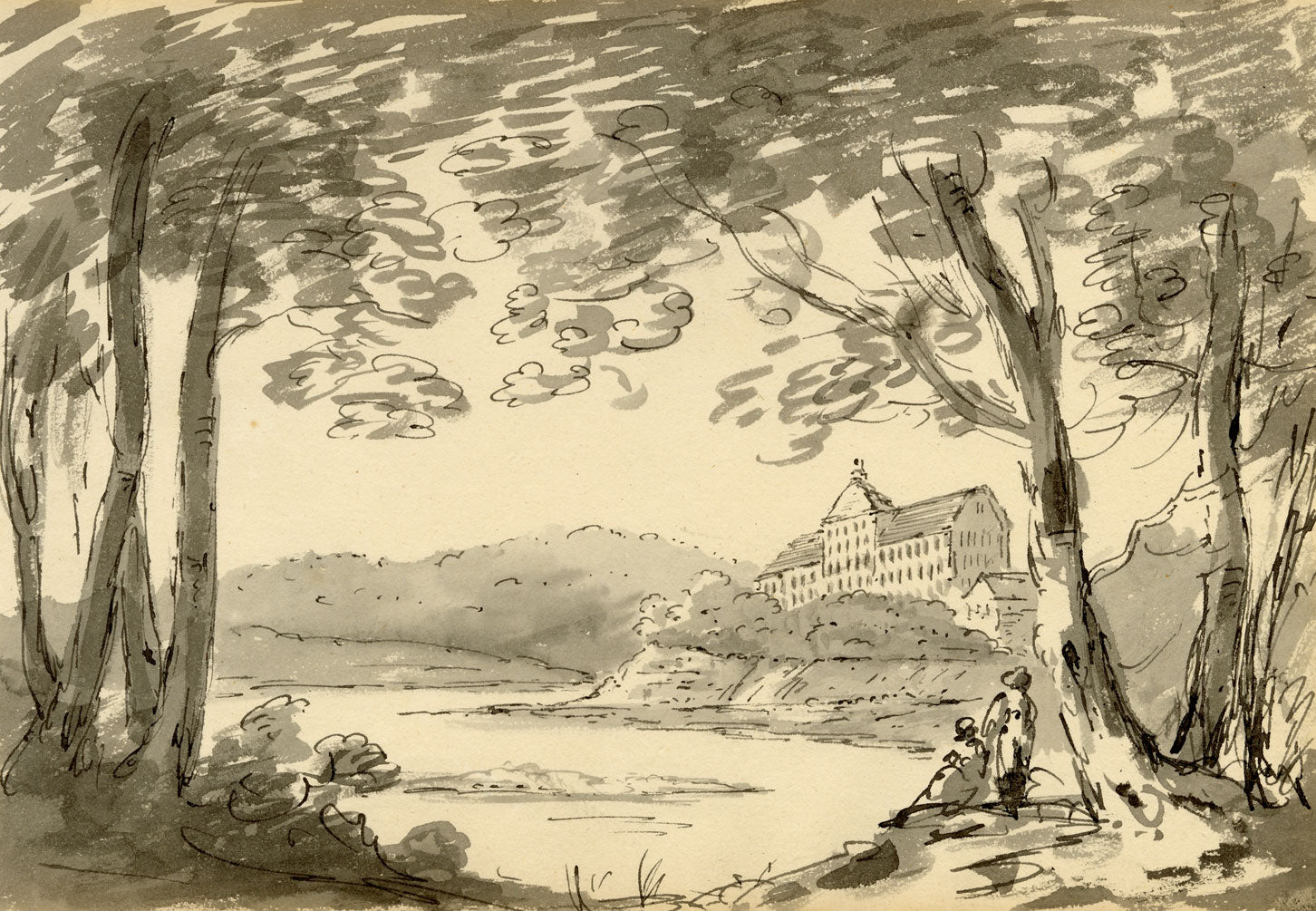 John Maule, Gottorf Castle, Schleswig, Germany – 1793 drawing in ink & wash