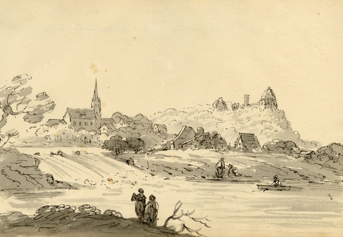 John Maule, Zell (Mosel) from the Lower River, Germany – 1793 drawing in ink & wash