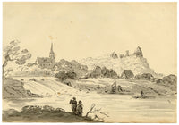 John Maule, Zell (Mosel) from the Lower River, Germany – 1793 drawing in ink & wash