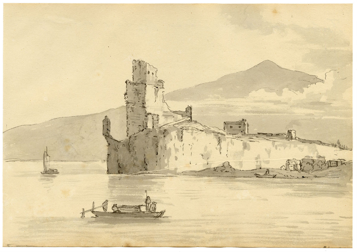 John Maule, Devin Castle Ruins, Pressburg, Hungary (now Bratislava, Slovakia) – 1793 drawing in ink & wash