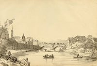 John Maule, Hesse-Kassel on the Fulda River from the Orangery – 1793 drawing in ink & wash