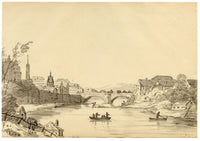 John Maule, Hesse-Kassel on the Fulda River from the Orangery – 1793 drawing in ink & wash